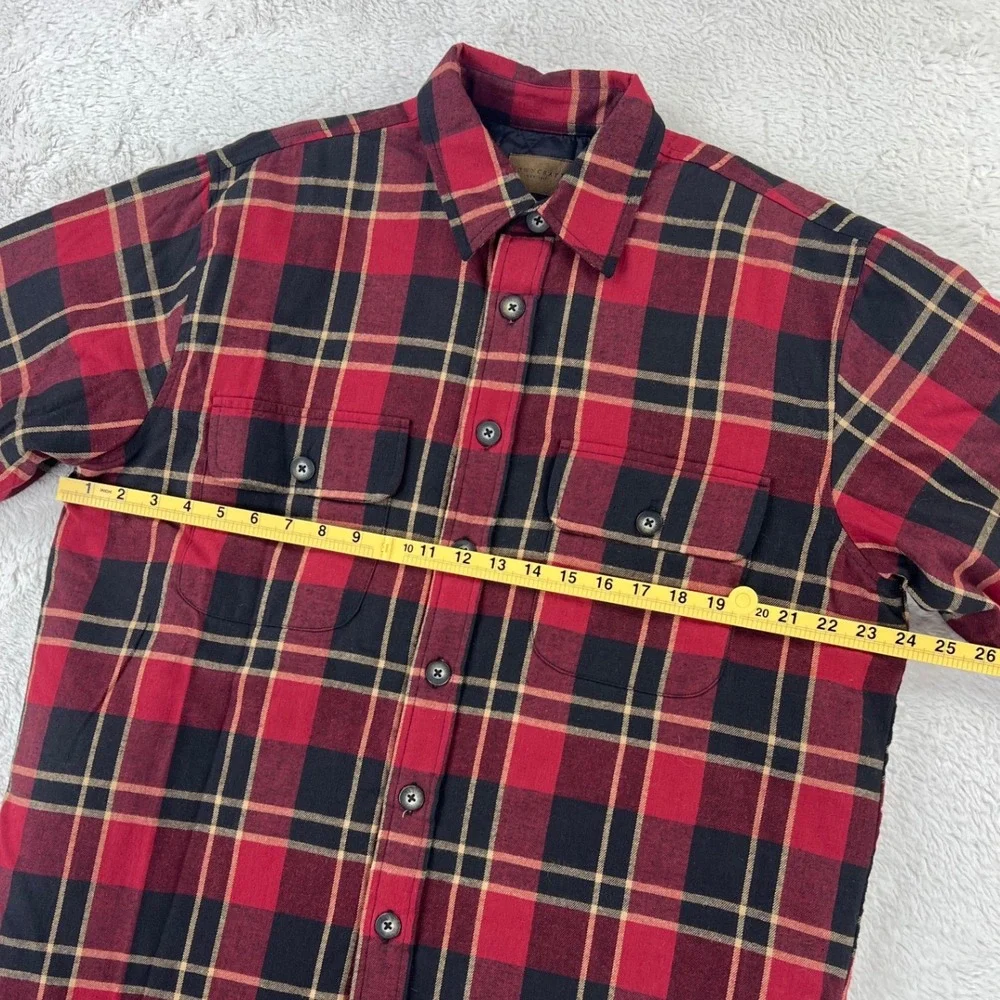 Towncraft Flannel Jacket Shacket Men's‎ MEDIUM Red Black Plaid Quilted Pockets